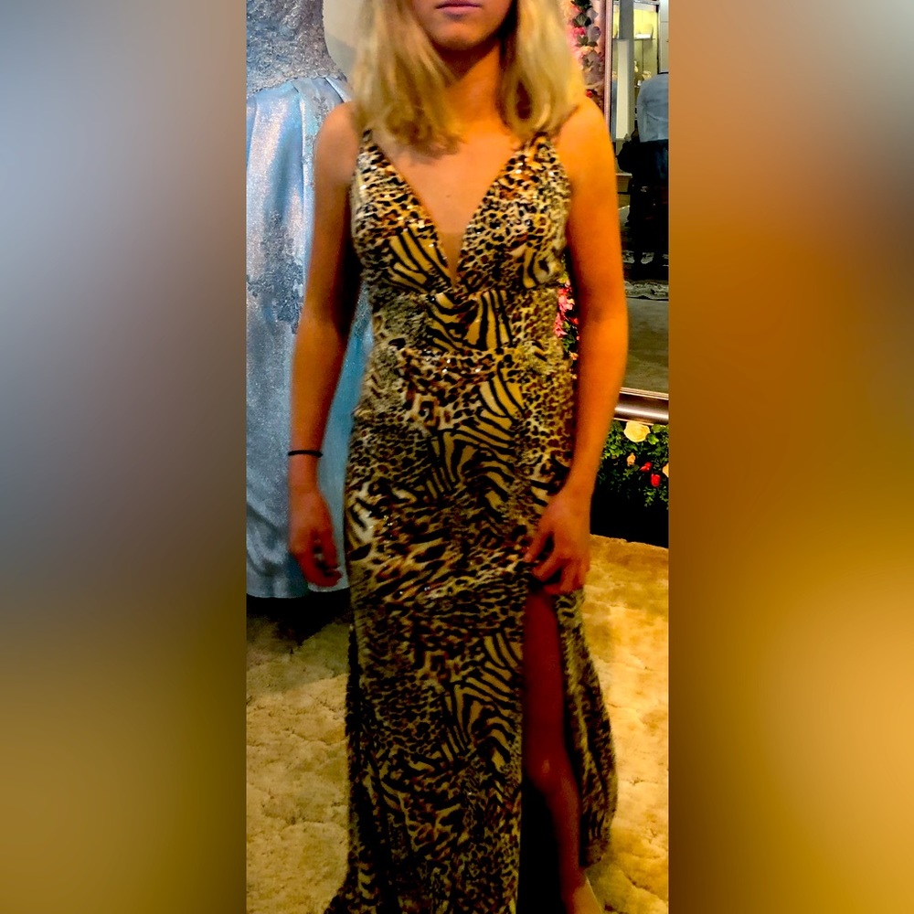 This Dress Is A Standout!! Dazzling Animal Print Formal Dress. Worn Once. Size 0